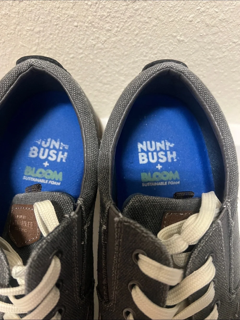 Nunn Bush Gray Canvas Derby Shoes with Cream Laces